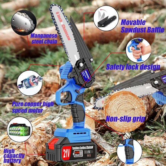 Electric Mini Chainsaw 6 Inch Cordless - Picture 3 of 7